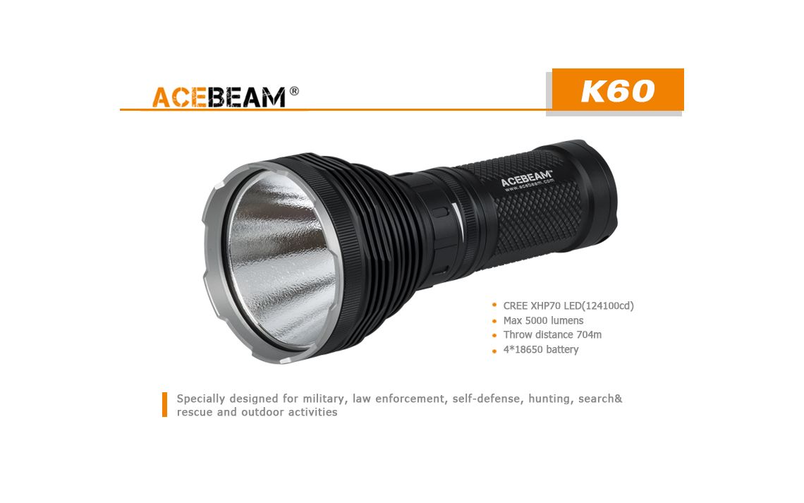AceBeam K60 CREE XHP70 5000 lumen 700m LED search light